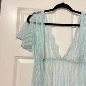 Vintage, blue lace chemise or nightgown.